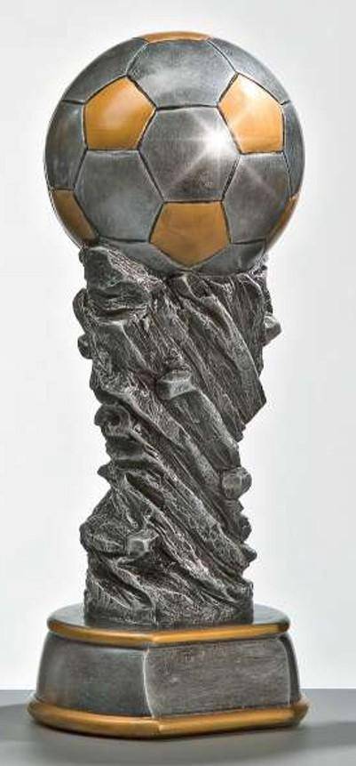 Resinfigur Fußball Weltpokal silber/gold