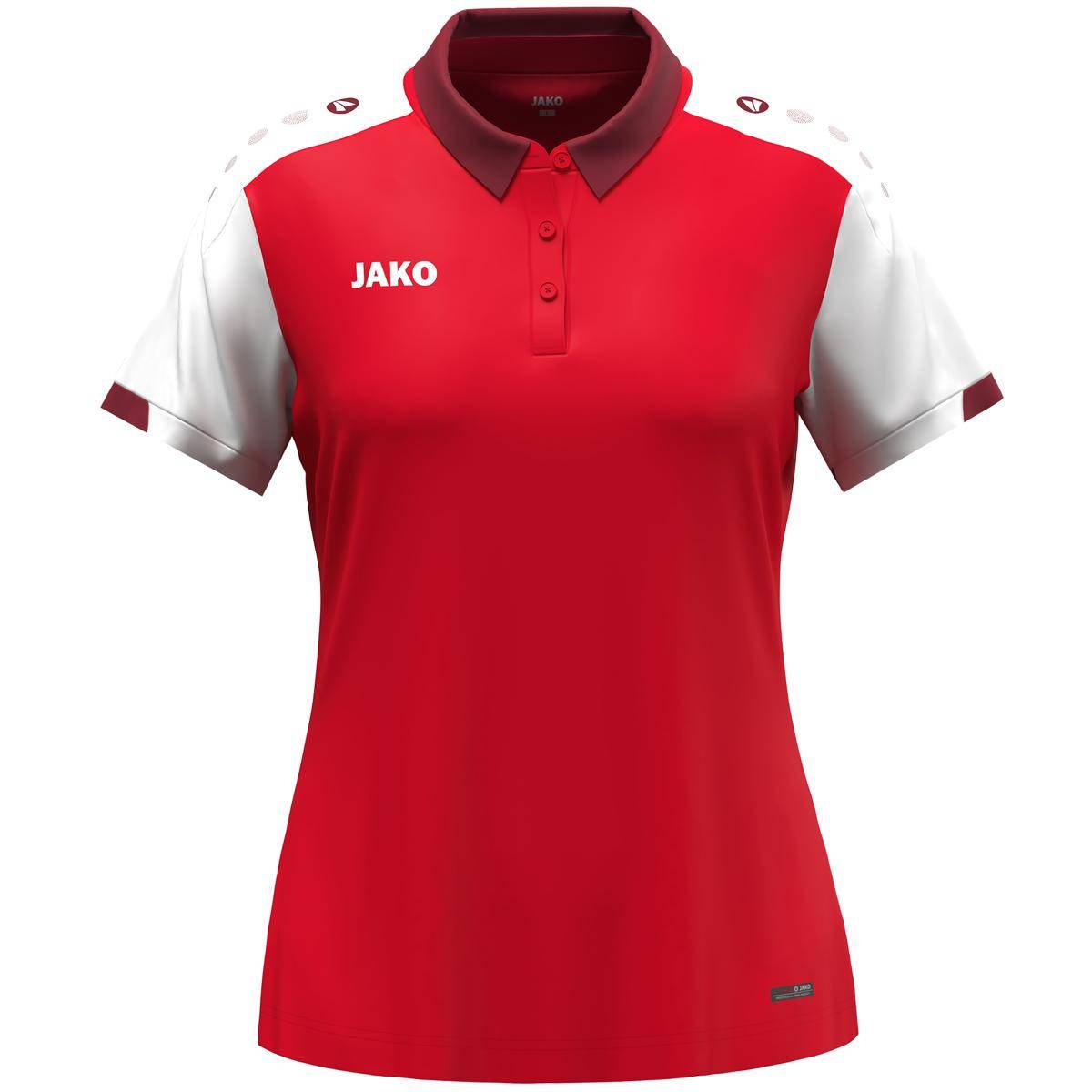 Jako Polo Dynamic Damen rot/weiß/dunkelrot