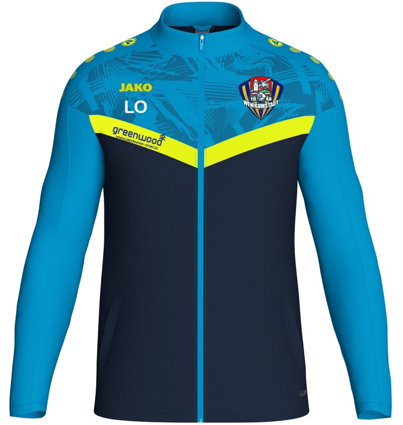 Polyesterjacke Iconic Erwachsene FC Wenigumstadt marine/JAKO blau/neongelb