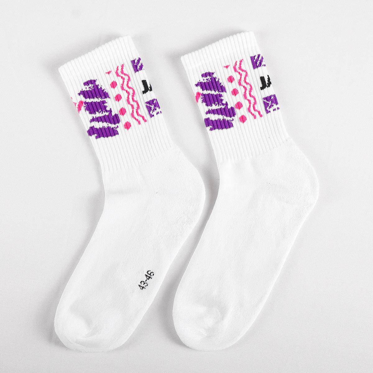 Malle Sportsocken lang 2er Pack weiß/pink/lila/schwarz