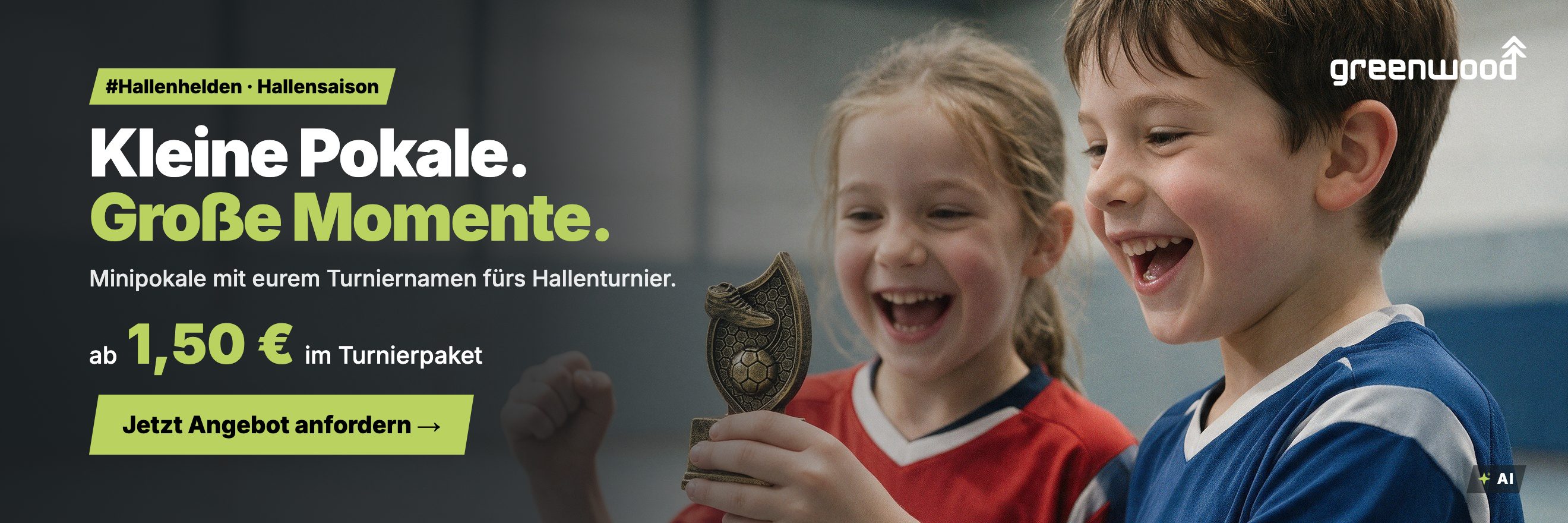 Kleine Pokale. Große Momente. – Minipokale fürs Hallenturnier ab 1,50 € im Turnierpaket