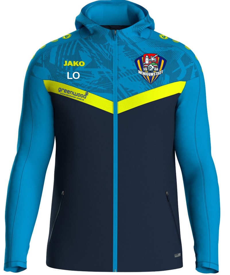 Kapuzenjacke Iconic Erwachsene FC Wenigumstadt marine/JAKO blau/neongelb