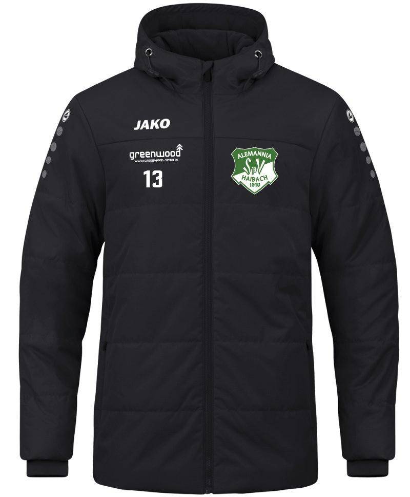 Coachjacke Team mit Kapuze Alemannia Haibach schwarz Coachjacke Team mit Kapuze Alemannia Haibach schwarz
