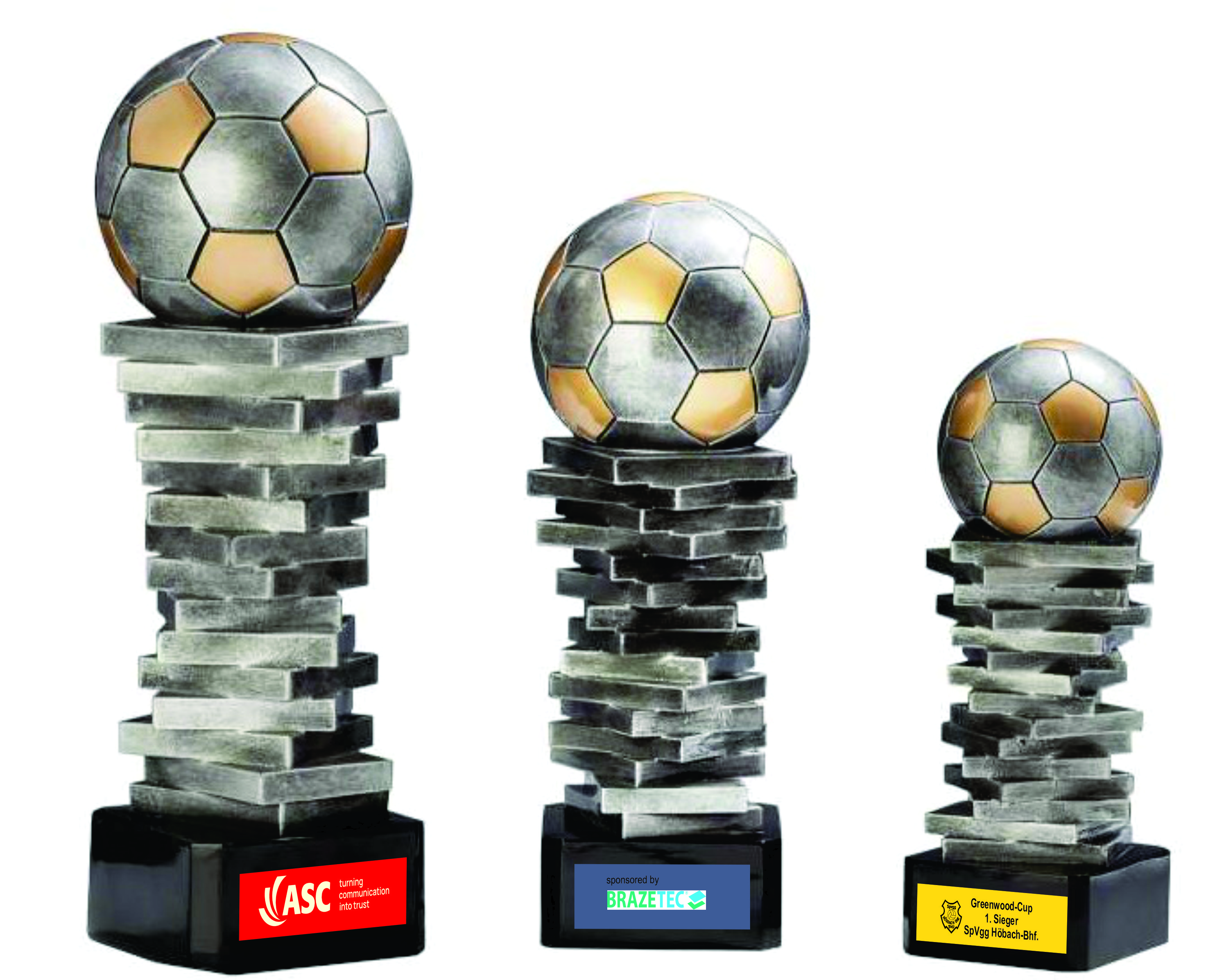 Pokalfigur Fußball Stacked Soccer silber/gold