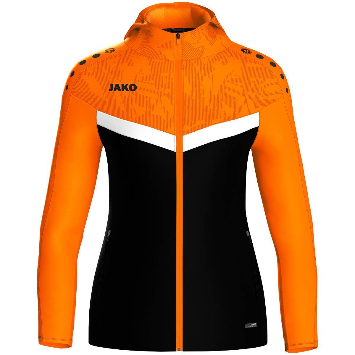Jako Kapuzenjacke Iconic Damen schwarz/neonorange