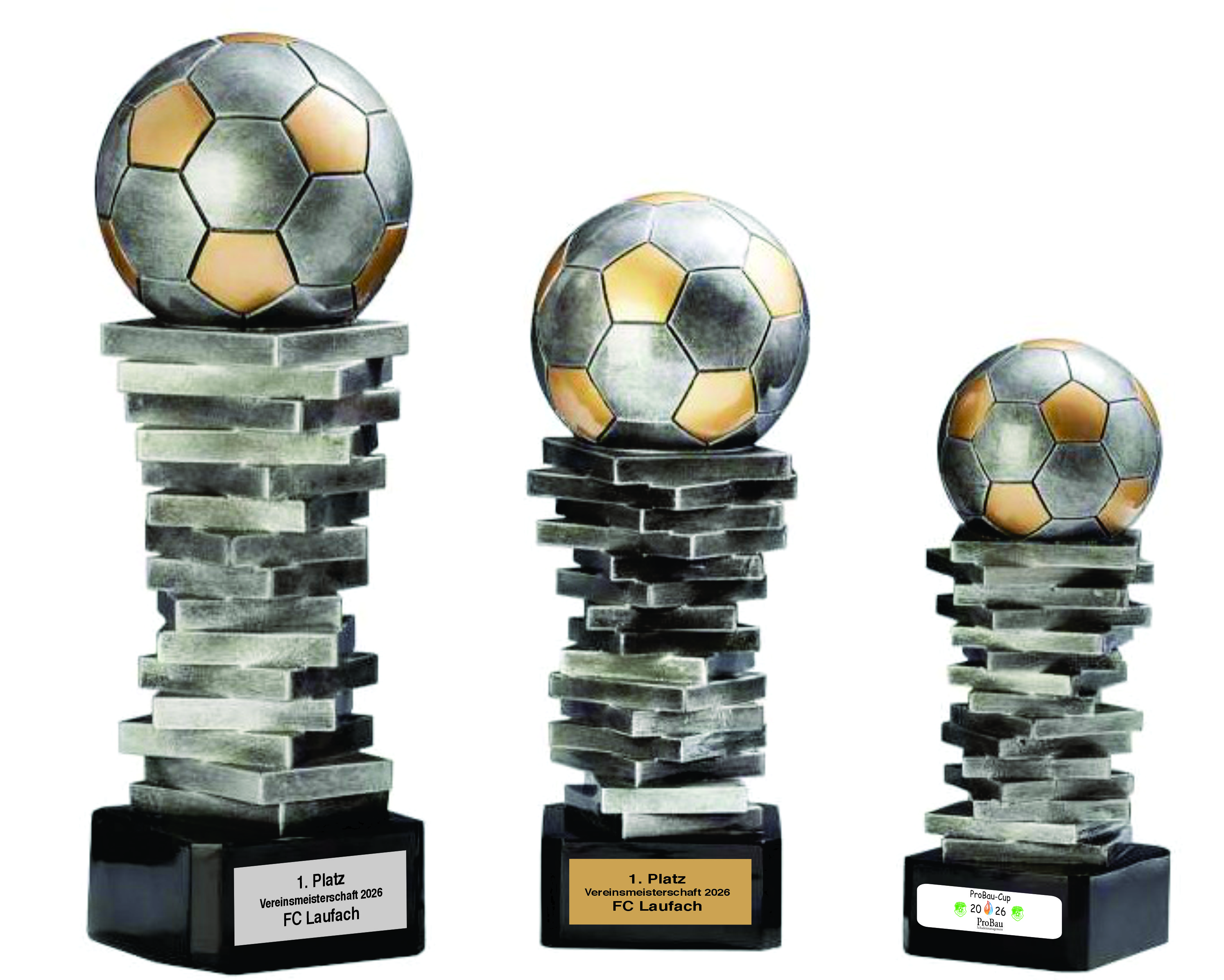 Pokalfigur Fußball Stacked Soccer silber/gold