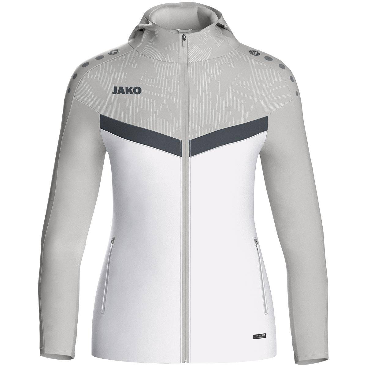 Jako Kapuzenjacke Iconic Damen weiß/soft grey/ anthra light